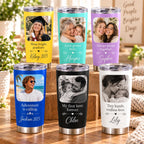 Personalized Photo Tumbler, Custom Picture & Name 20oz Travel Cup, Stainless Steel Keepsake Gift for Mom Dad Couple Family Pet Lover