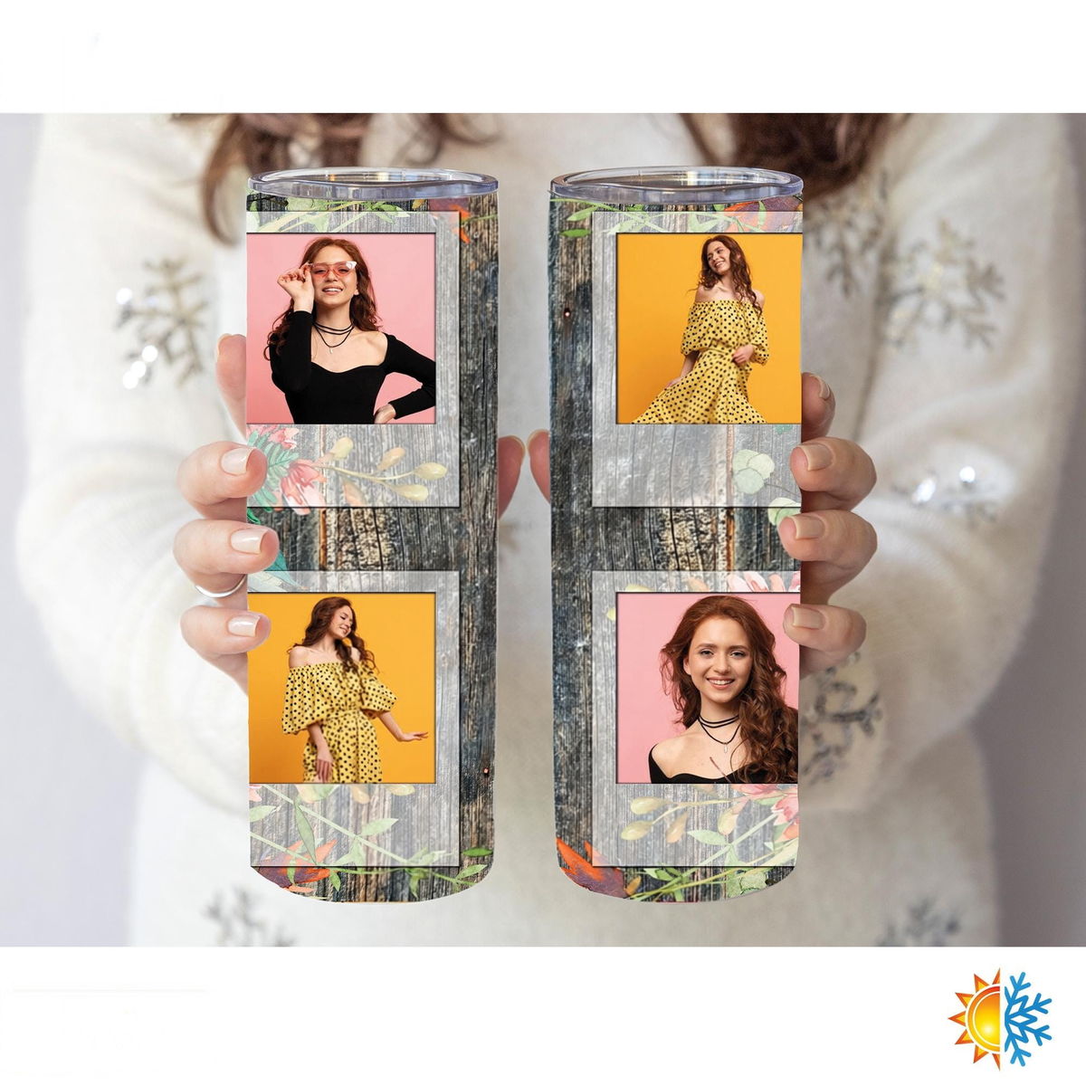 Custom Photo Tumbler with Floral Design | Personalized Picture Cup| Gift for Mom| Girlfriend Birthday Gift | Anniversary Gift for Her