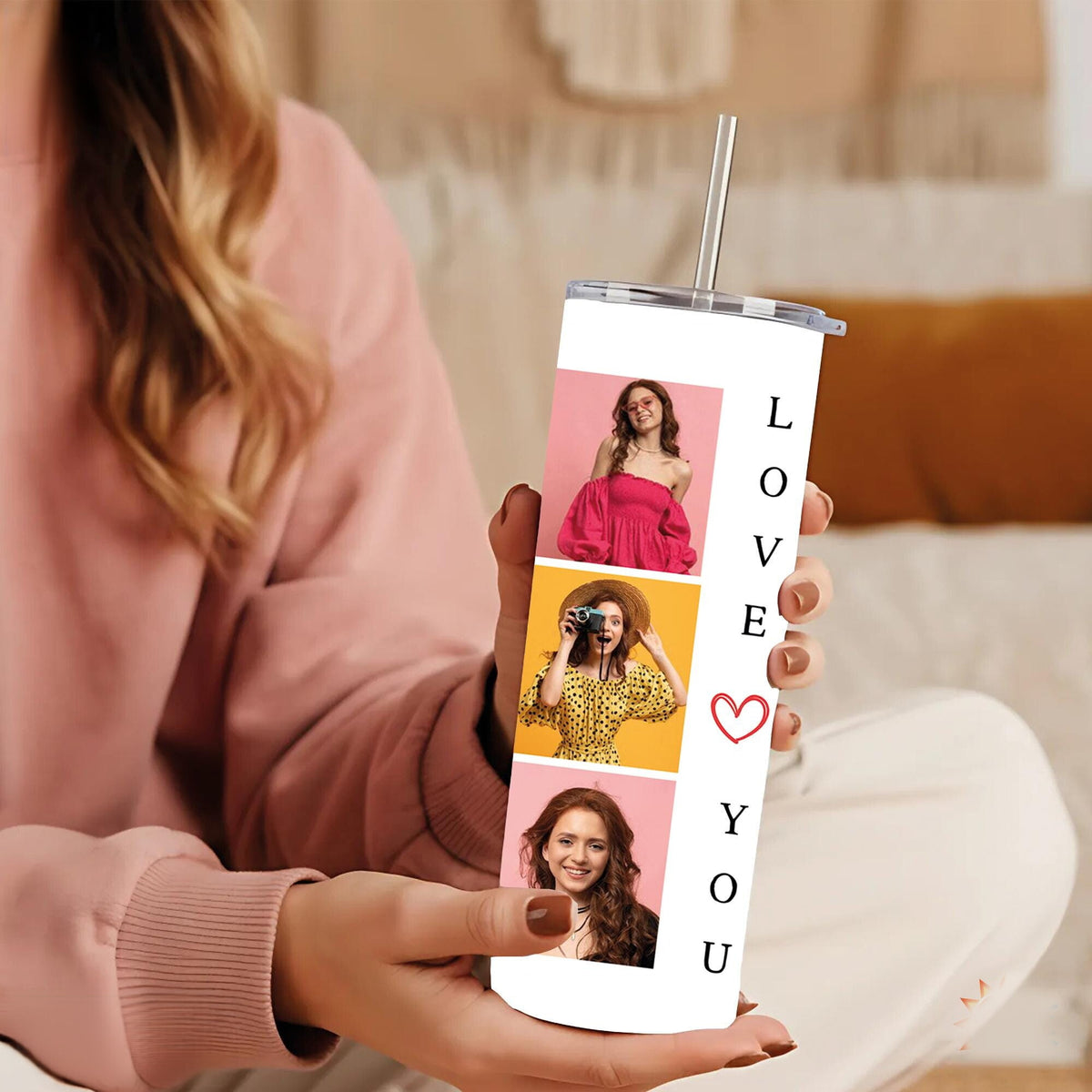 Personalized Photo Tumbler | Love You Gift Travel Mug | Custom Cup Birthday Gift for Girlfriend | Anniversary Gift | Valentine’s Day Gift