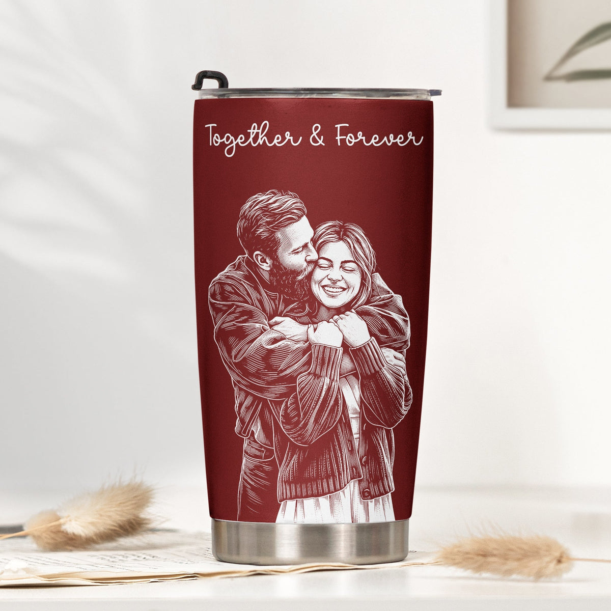 Custom-Couple-Photo-Sketch-Line-Art-Anniversary-Gift-For-Him-Her-Personalized-Tumbler-Cup-2